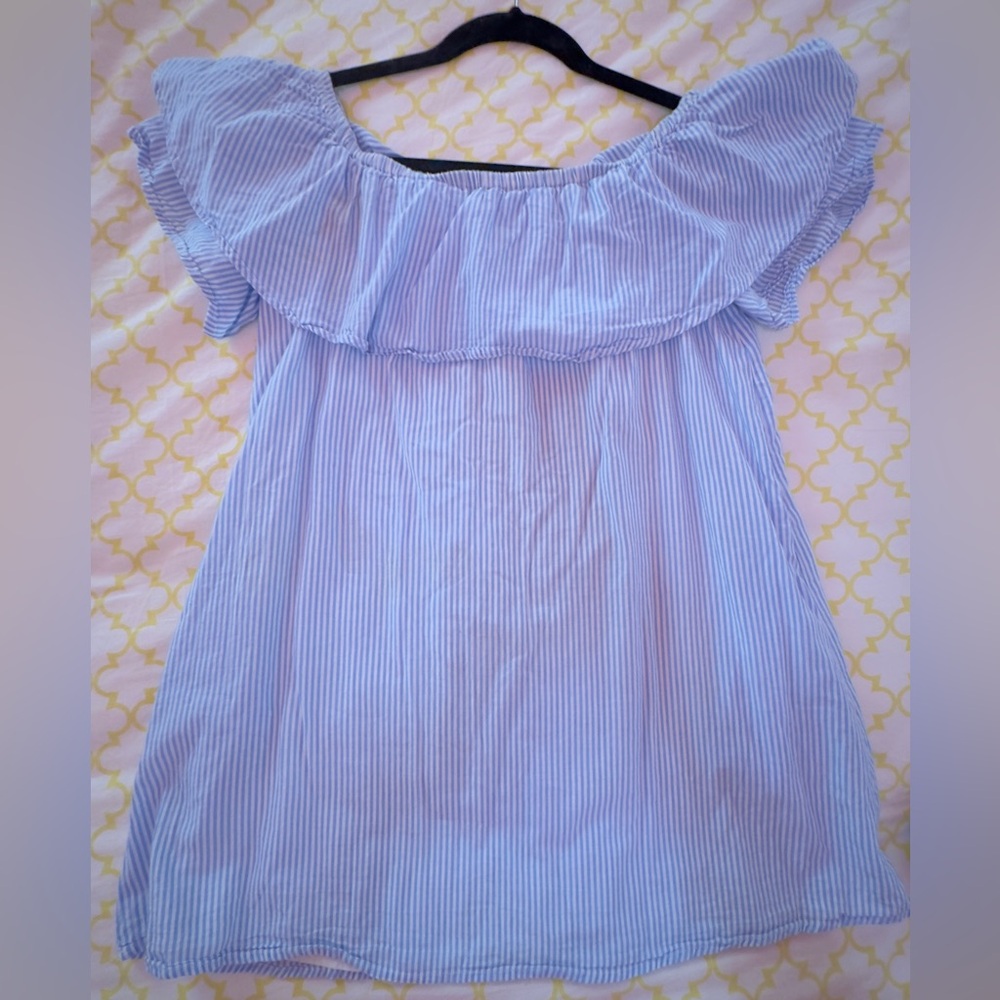 Love Riche-Urban Outfitters Sz Small, blue/white stripe off the shoulder top